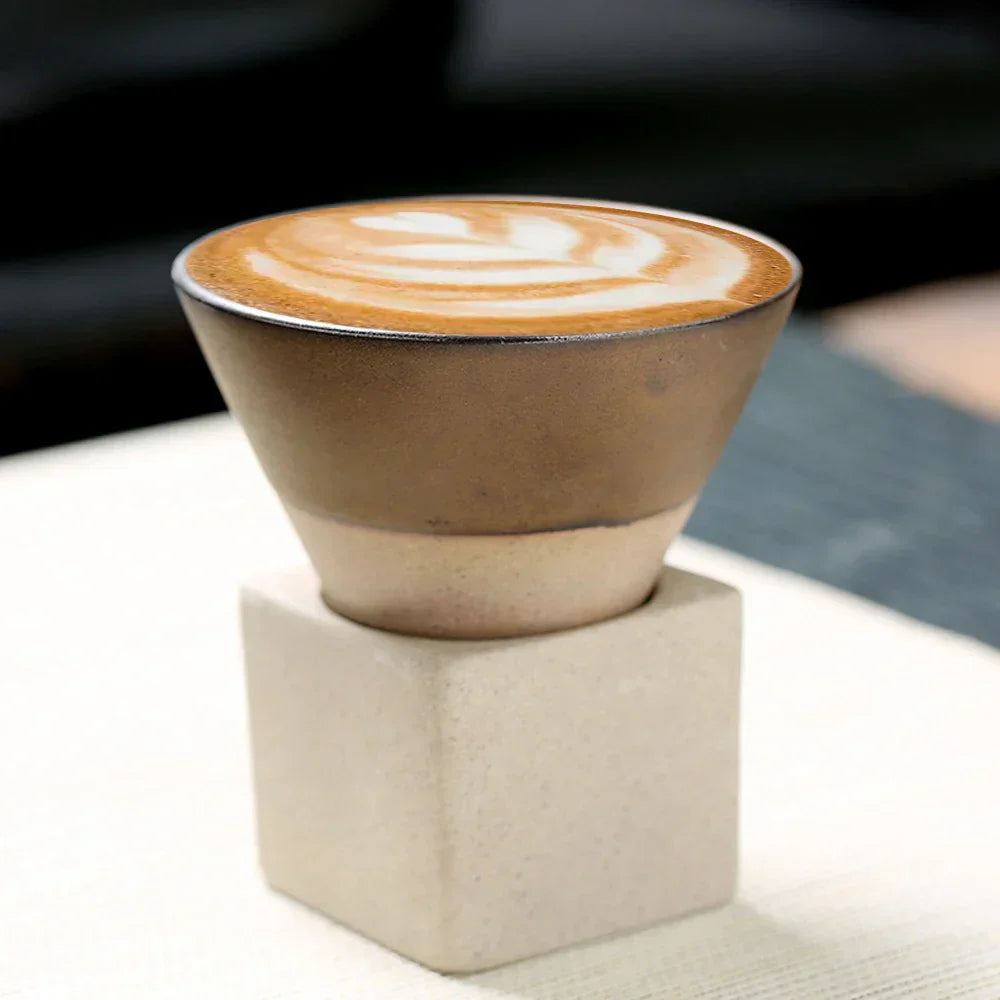 Hjemix | Japansk kaffekopp med fat, 1 stk, retro keramisk tekopp, krus, latte, espresso, pull0, blomster cappuccino, ny keramikkopp, 100 ml/3,5 oz