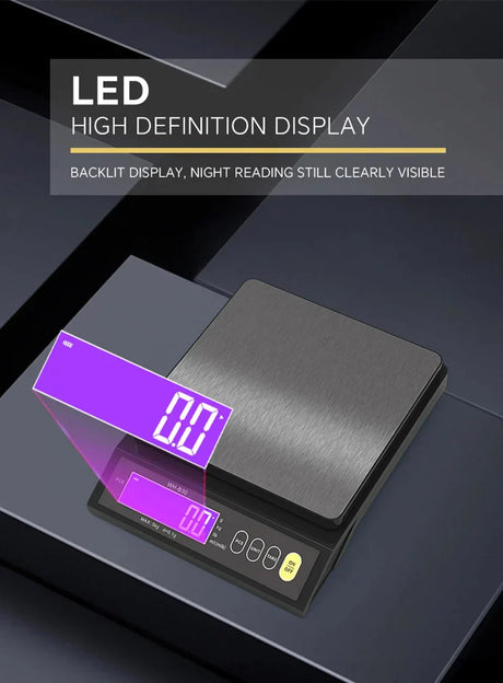 Hjemix | 5 kg/0.1 g og 10 kg/1 g digital elektronisk kjøkkenvekt, LCD-skjerm, helt vanntett rustfritt stål vektsverktøy for baking