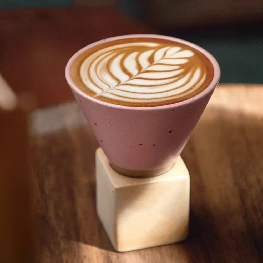 Hjemix | Japansk kaffekopp med fat, 1 stk, retro keramisk tekopp, krus, latte, espresso, pull0, blomster cappuccino, ny keramikkopp, 100 ml/3,5 oz