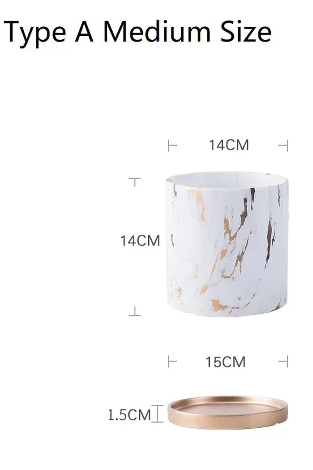 Hjemix | Marmor Gullblad Plantepotte Sett