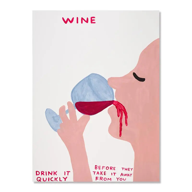 Hjemix | David Shrigley Kanin Katt Vin Kjekks Rask Veggkunst Abstrakte Trykk Lerret Maleri Nordisk Plakat Bilder Stue Dekor