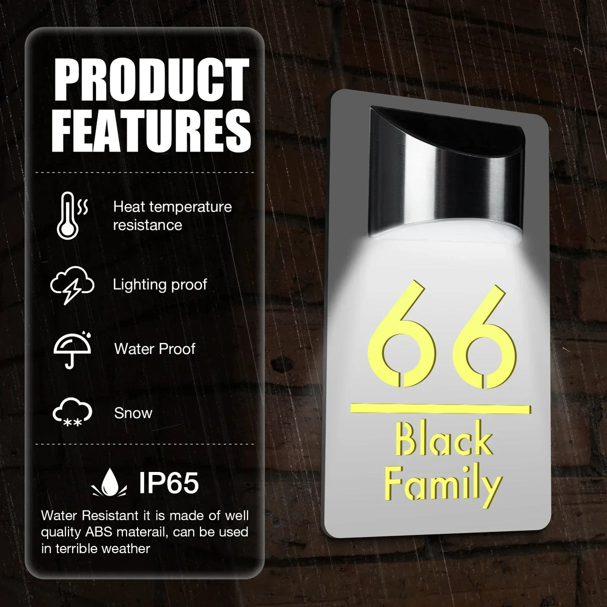 Hjemix | Tall - Tilpasset Husnummer Utendørs LED Solenergi