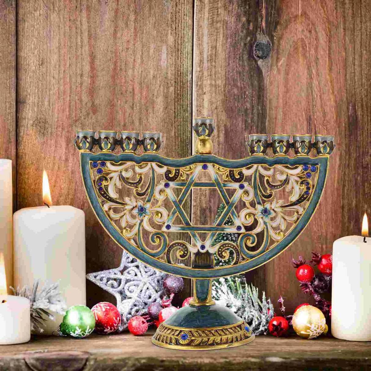 Hjemix | Auriona Menorah Lysestake | Chanukah Lysestake & Borddekorasjon | Bryllup & Høytidsdekorasjon | Luksuriøs Eleganse