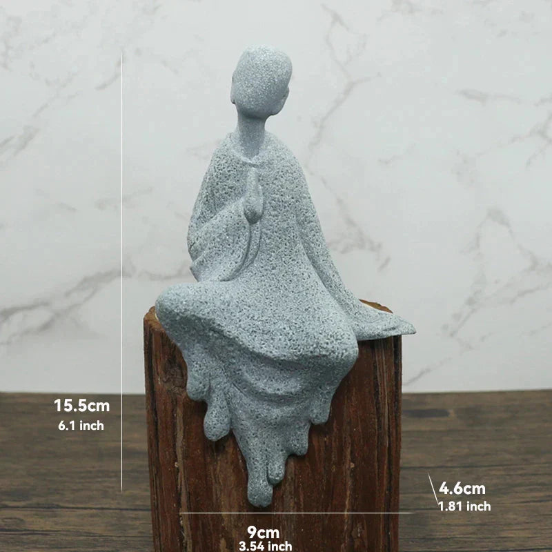 Hjemix | Buddha Stein Statue Liten Buddhiste Munker Tibetansk Buddhisme Figurer Zen Hage Ornament Meditasjon Hjem Akvarium Dekorasjon