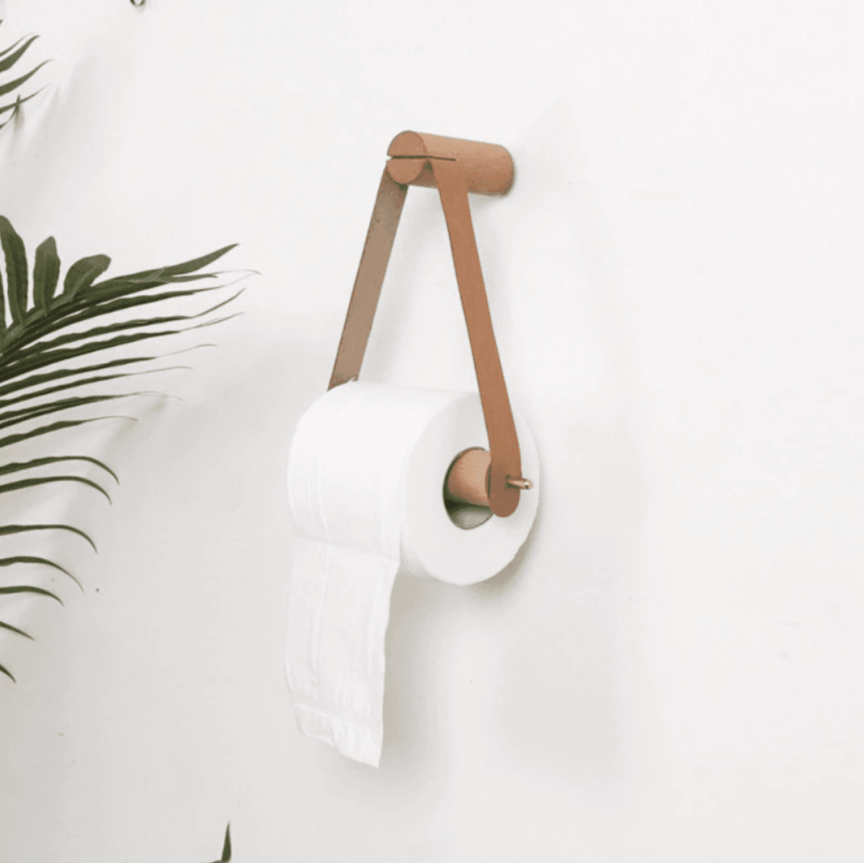 Hjemix | Høy-kvalitets Toalettpapirholder | Eik & Fusk Lær | Minimalistisk Bad Design