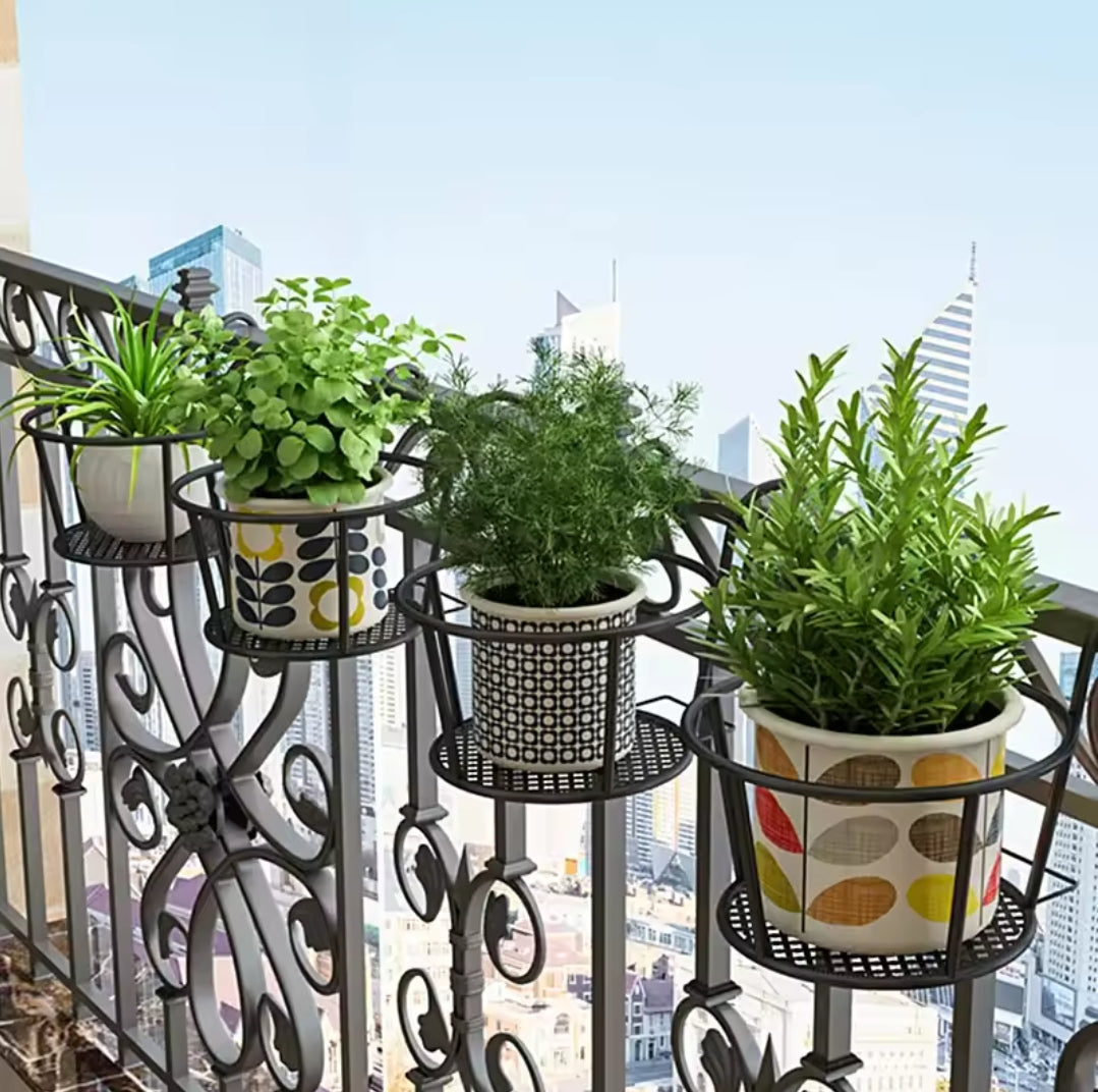 Hjemix | 3Pc Over the Balcony Blomsterpotteholder Svart Nov