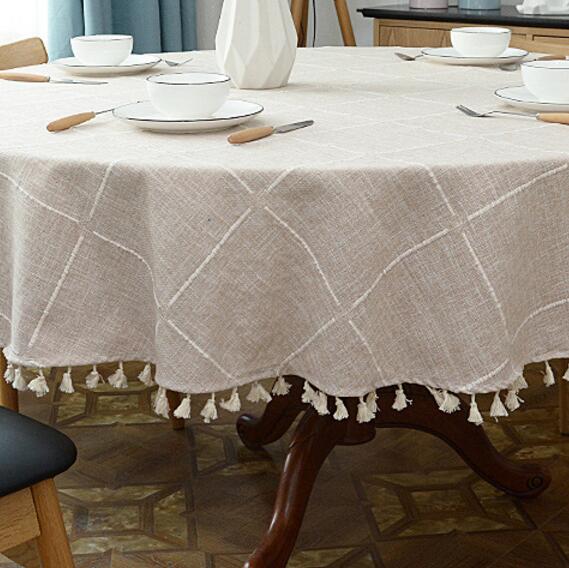 Hjemix | Estetisk Rund Linched Tablecloth