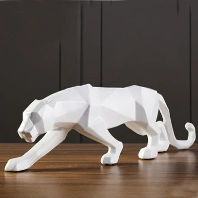 Hjemix | Panther Statue, Dyrefigur, Abstrakt Geometrisk Stil, Harpiks, Leopard Skulptur, Hjemmekontor, Skrivebord Dekorasjon, Håndverk