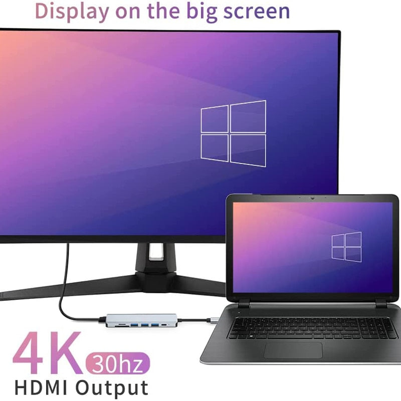 Hjemix | Thunderbolt 3 USB-C Hub med HDMI, PD, SD/TF for MacBook Air M1 og iPad Pro