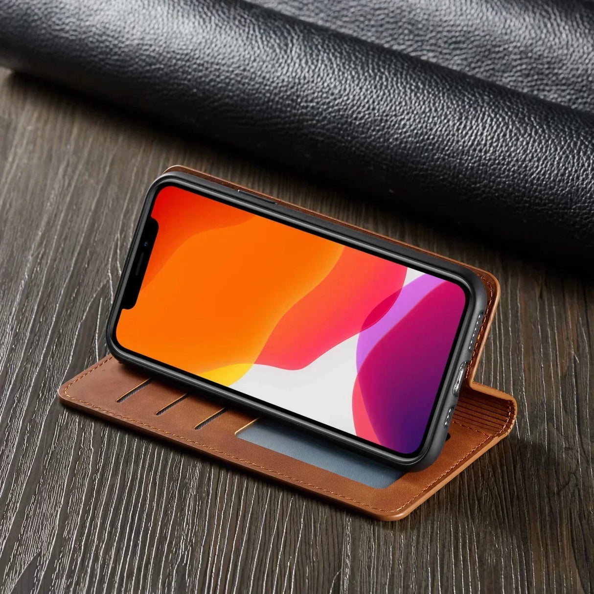 Hjemix | iPhone-deksel: Magnetisk lærveske for stilfull beskyttelse
