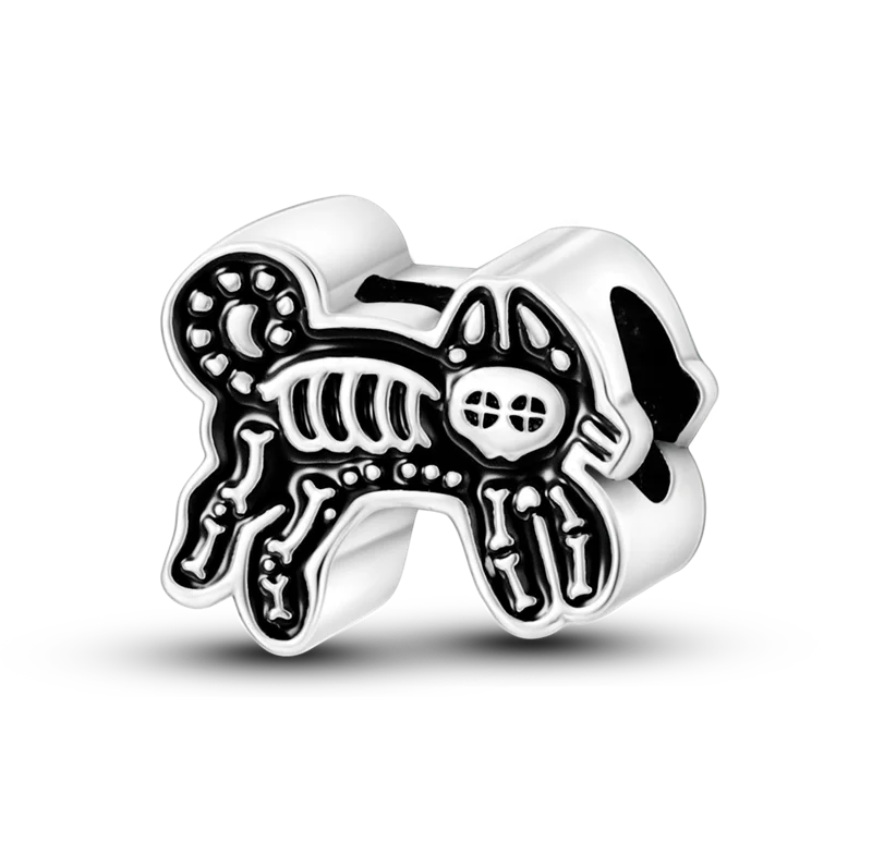 Hjemix | 925 Sølv Gylden Leopard Charms Perler Fargerik Kameleon Nesehorn Løve Skarabé Katt Anheng Kompatibel med Original Pandora Armbånd Smykker
