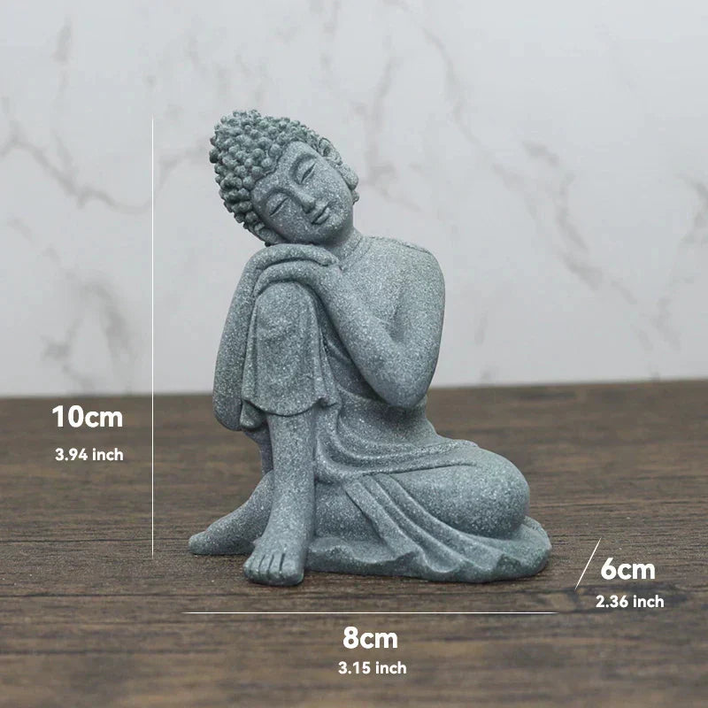 Hjemix | Buddha Stein Statue Liten Buddhiste Munker Tibetansk Buddhisme Figurer Zen Hage Ornament Meditasjon Hjem Akvarium Dekorasjon