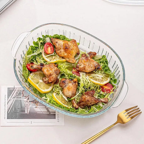 Hjemix | 4-delt Glass Bakeware Sett med 2 Bakeware Retter med Glasslokk, 1.9 Qt og 3 Qt