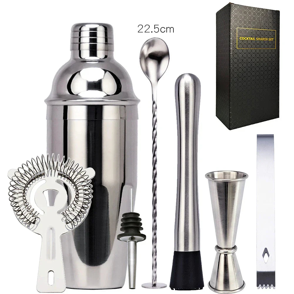 Hjemix | 550 ml/750 ml Rustfritt Stål Cocktail Shaker Mixer Drink Bartender Sett Bar Sett Verktøy Med Vin Stativ Verktøy for Fødselsdagsgave