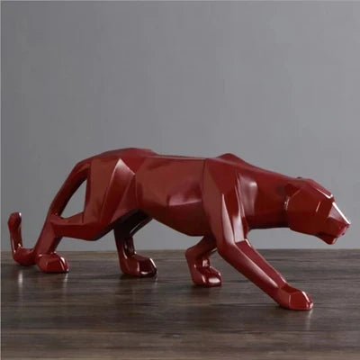 Hjemix | Panther Statue, Dyrefigur, Abstrakt Geometrisk Stil, Harpiks, Leopard Skulptur, Hjemmekontor, Skrivebord Dekorasjon, Håndverk
