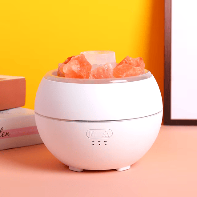 Hjemix | Saltlampe Diffuser - 3-i-1 Essensiell Olje Diffuser, Himalaya Saltlampe & Luftfukter