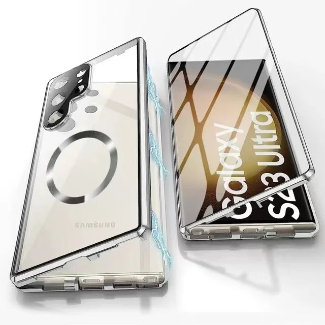 Hjemix | Metall Aluminiumlegering 360-deksel med sikkerhetslukking for Samsung Galaxy S24-S23 Serie