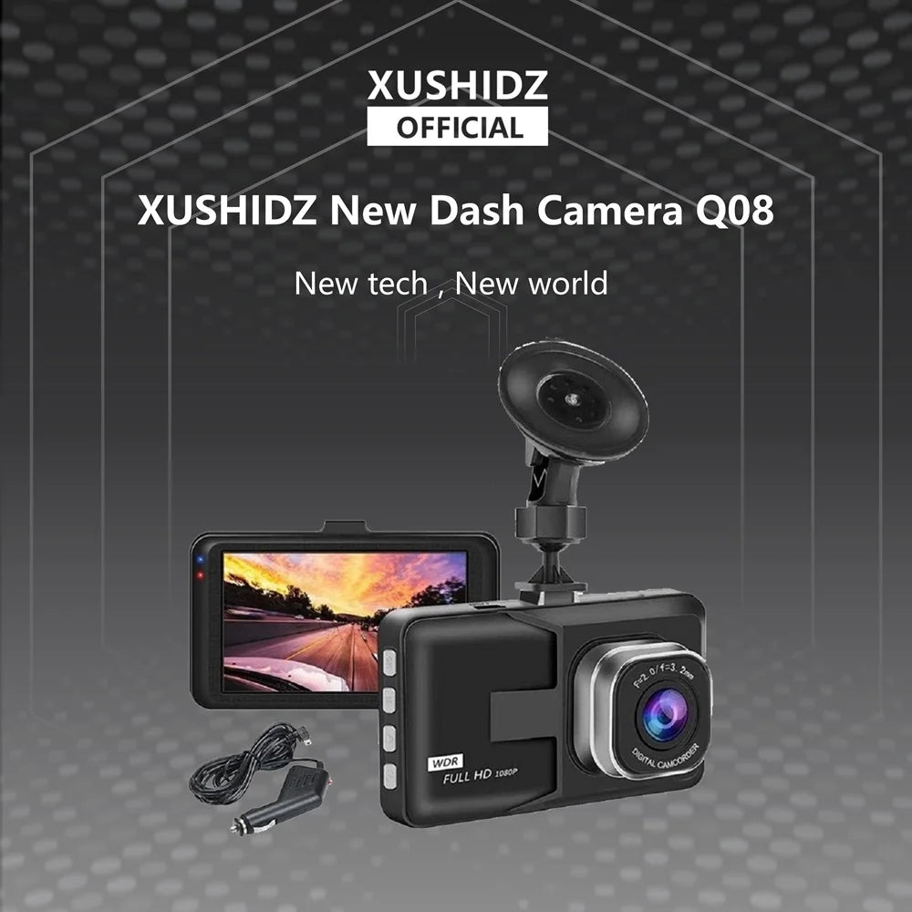 Hjemix | Q08 1080P Dash Cam med G-sensor - 170° Vidvinkelobjektiv & Super Nattseing
