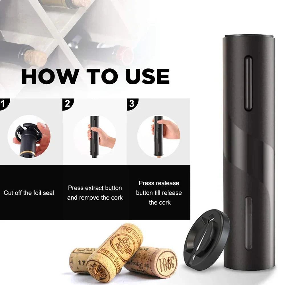 Hjemix | Elektrisk korketrekker - Automatisk korketrekker med stativ, folieåpner og ølboksåpner - Kjøkken- og bar-boksåpner