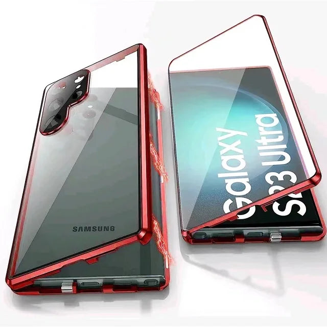 Hjemix | Metall Aluminiumlegering 360-deksel med sikkerhetslukking for Samsung Galaxy S24-S23 Serie
