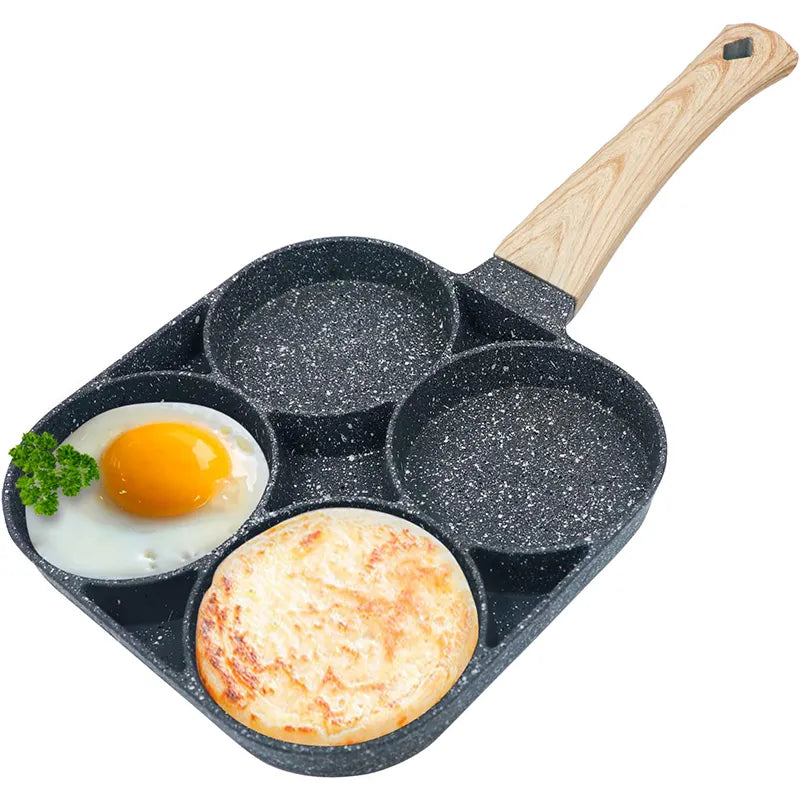 Hjemix | LMETJMA 4-kopp Non-stick egge stekepanne - pannekake kokekar egnet for gasskomfyr og induksjonskomfyr JT87
