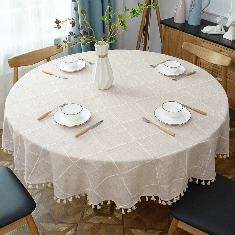 Hjemix | Estetisk Rund Linched Tablecloth