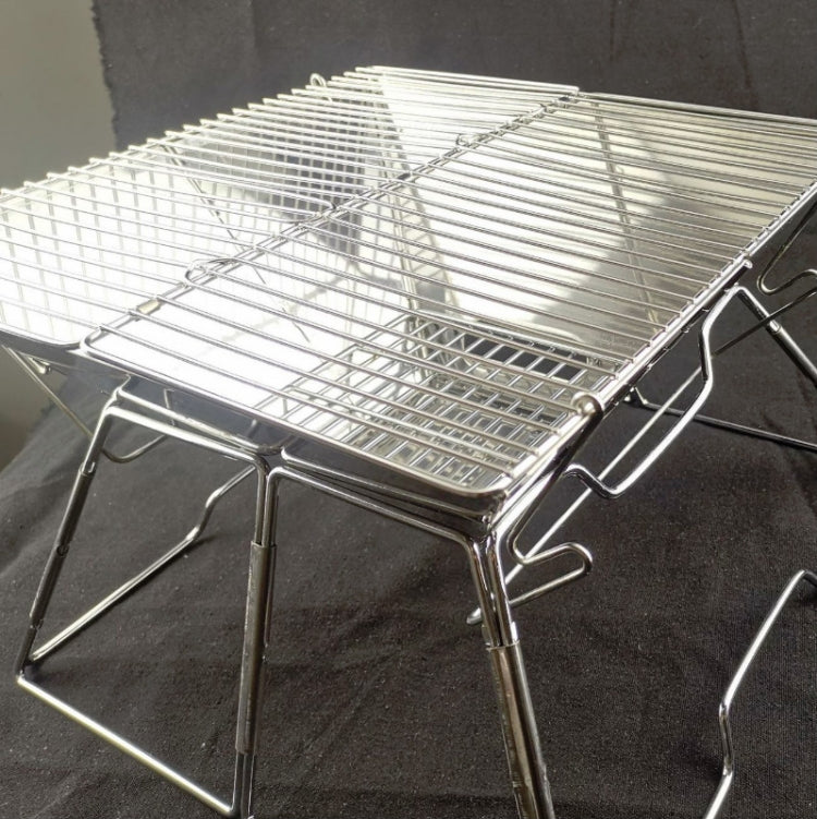 Hjemix | Bærbar Grill Camping Rustfritt Stål Sammenleggbart Grill Tre Kull Grill