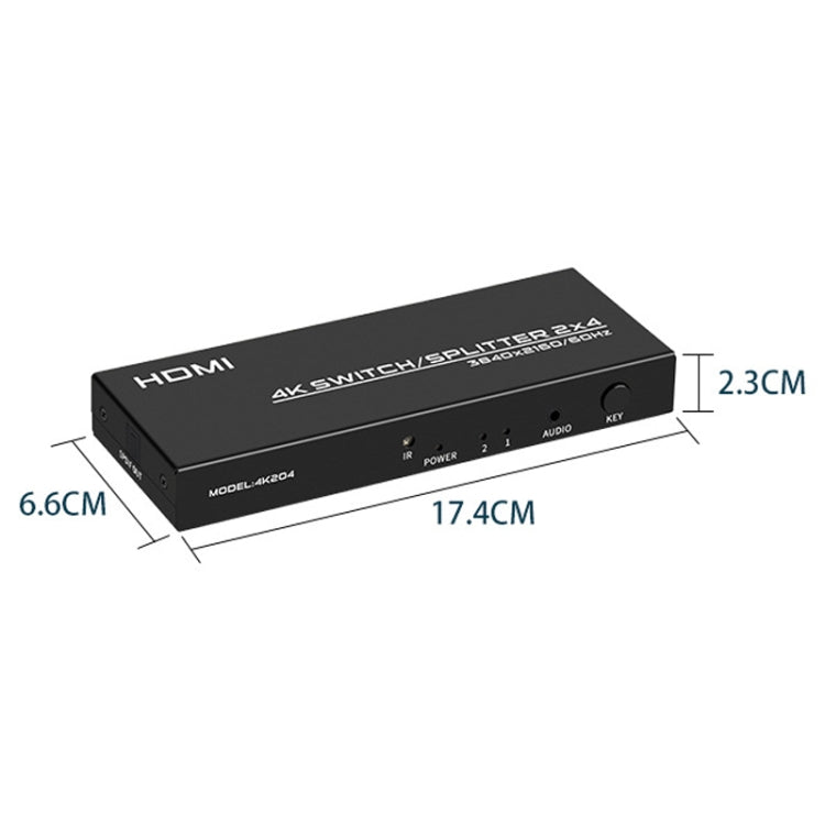 Hjemix | FJGEAR FJ-4K204 2 In 4 Out HD 4K Audio HDMI Switch Distributor, Plug type: EU plug