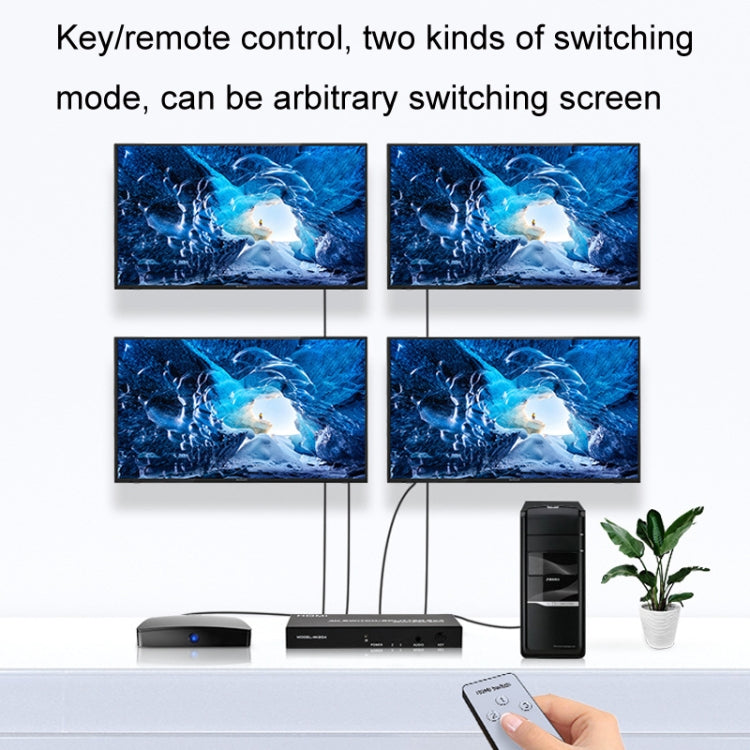 Hjemix | FJGEAR FJ-4K204 2 In 4 Out HD 4K Audio HDMI Switch Distributor, Plug type: EU plug