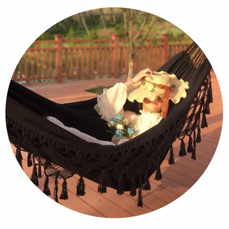 Hjemix | Frynse Hengekøye Dobbel Lær Hengekøye Utendørs Innendørs Fotograferingsrekvisitter, Spesifikasjon: 200x150cm Svart