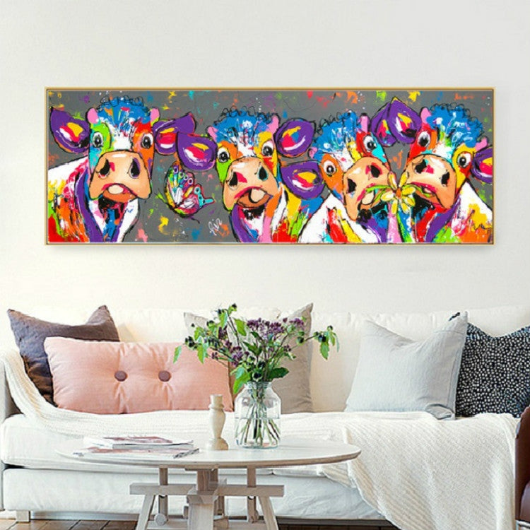 Hjemix | Fargerike kyr Hjemmedekorasjon Lærremse HD Uten ramme Maleri Kjerne, Størrelse: 40×120cm