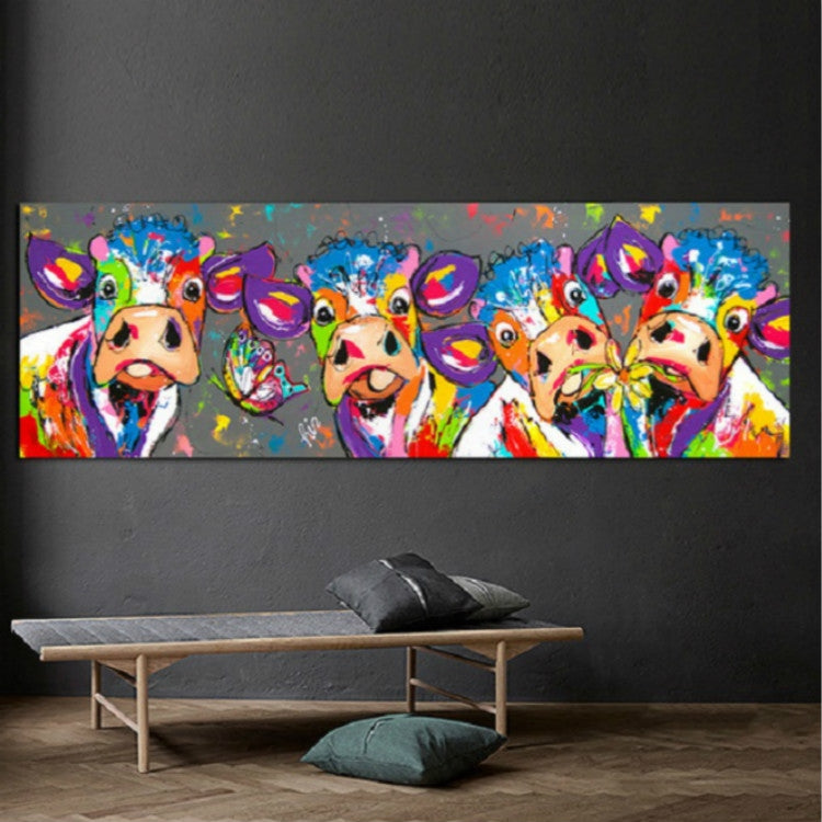 Hjemix | Fargerike kyr Hjemmedekorasjon Lærremse HD Uten ramme Maleri Kjerne, Størrelse: 40×120cm