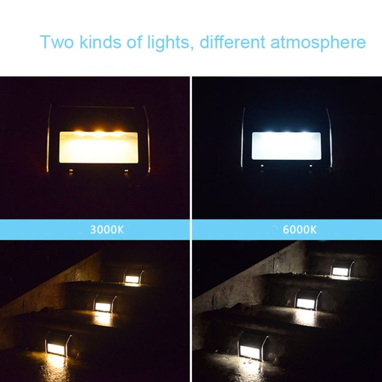 Hjemix | 2PCS Solenergi Rustfritt Stål 3 LED Trappev lampe Utendørs Hage Gjerde Lys (Hvit Lys)