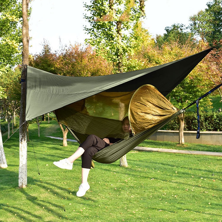 Hjemix | Strut-Mosquito-net-hammock Diamond-Sunshade-Set Outdoor Camping Automatic Quick-Open Anti-Mosquito-net-Hammock-Set (Hæralm Green)