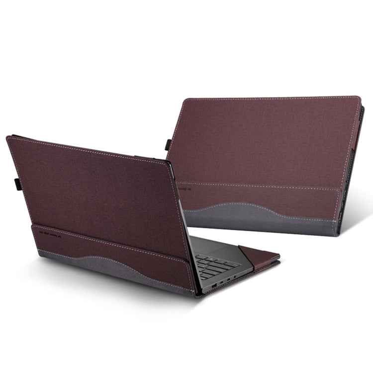 Hjemix | For Samsung Galaxy Book 3 360 13,3 tommer lær laptop anti-fall beskyttende etui med stativ (Vinrød)