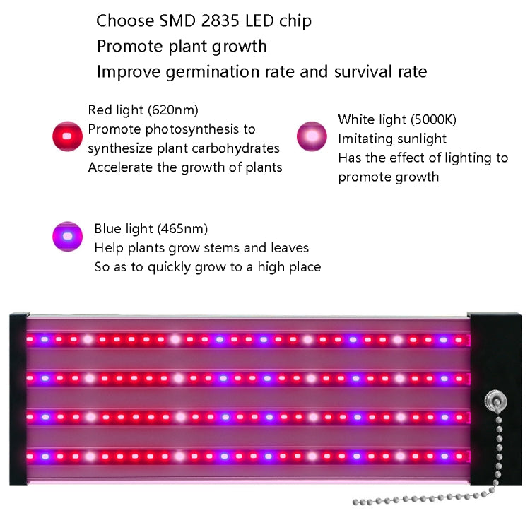 Hjemix | LED vekstlampe full spekterplante lys rør, Stil: Liten dobbel rad 100 cm (EU-plugg)