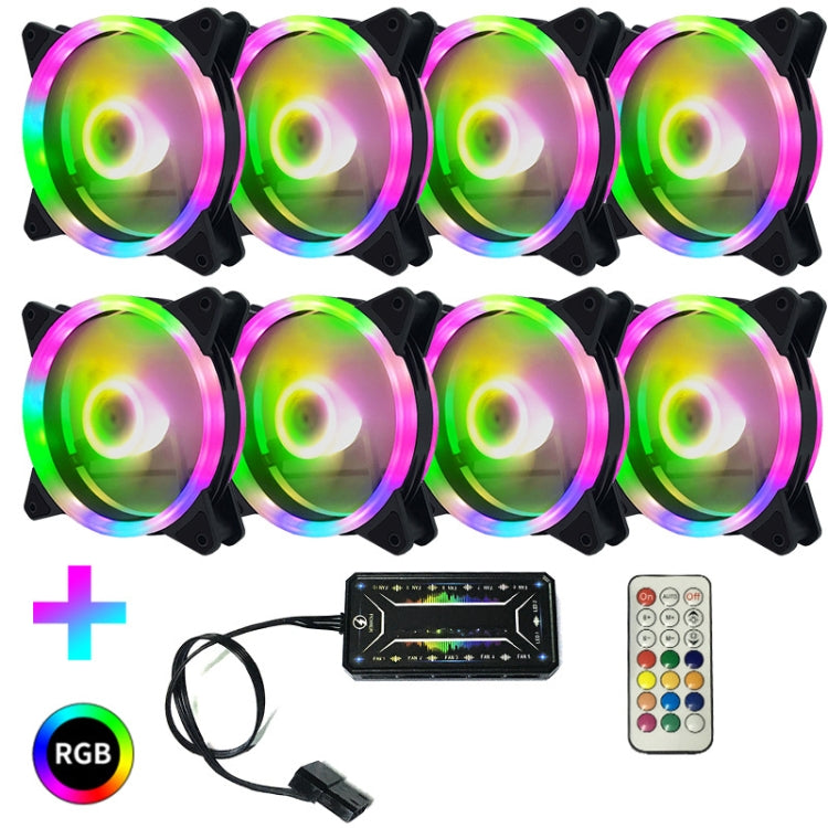 Hjemix | Datamaskin CPU RGB glødende radiator 8 vifter + fjernkontroll