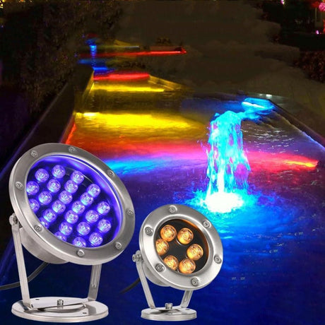 Hjemix | LED Underwater Light Pool Fish Pond Fountain Waterproof Landscape Light 18W (Hvit)
