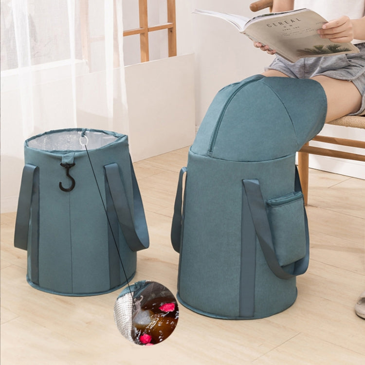 Hjemix | Sammenleggbar Fotbadbøtte Kne Fotbad Bærbar Badsekk for Reise Camping (Grå Rosa)