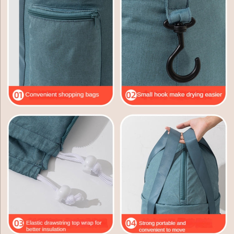 Hjemix | Sammenleggbar Fotbadbøtte Kne Fotbad Bærbar Badsekk for Reise Camping (Grå Rosa)