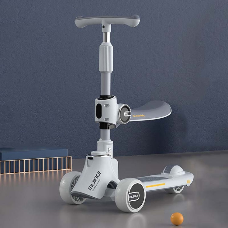 Hjemix | MIJIAQI 01 3 I 1 Multifunksjonell Sammenleggbar Barne Scooter med Musikk og Lys, Spesifikasjon: Hvit Sete