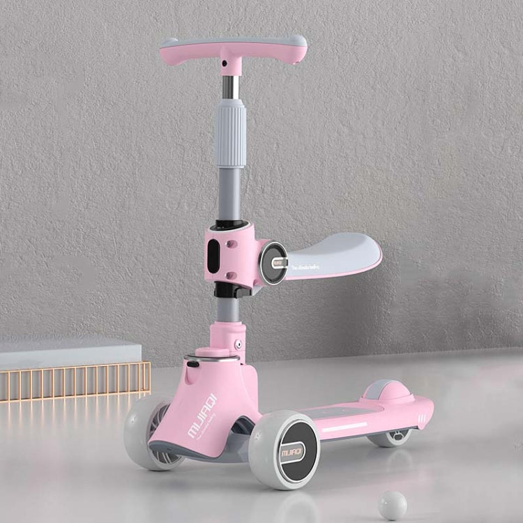 Hjemix | MIJIAQI 01 3 I 1 Multifunksjonell Sammenleggbar Barnescooter med Musikk og Lys, Spes: Rosa Sete