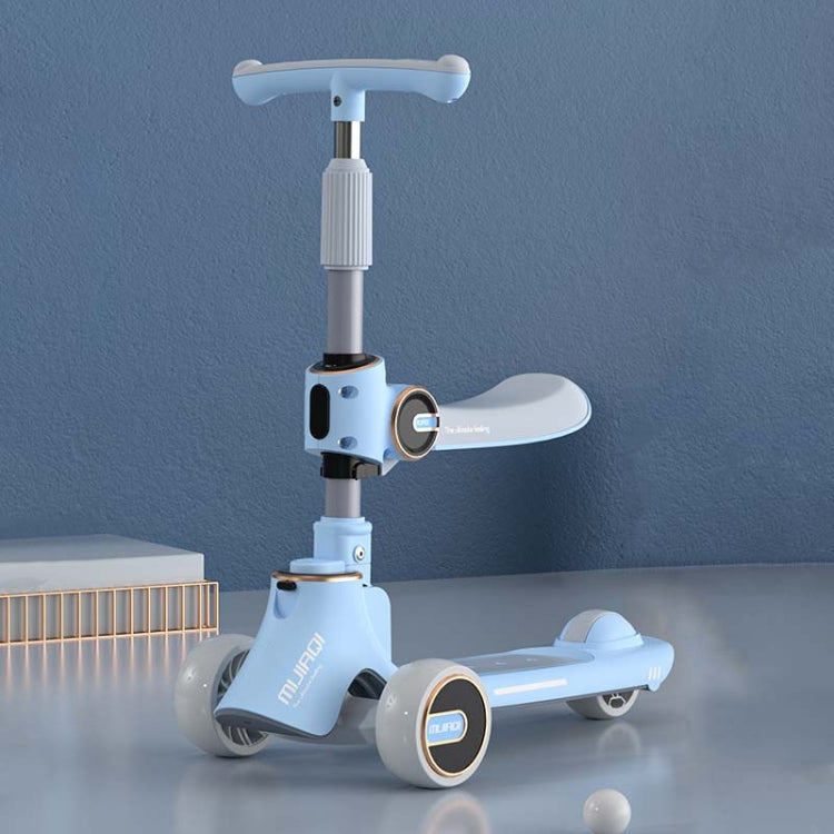 Hjemix | MIJIAQI 01 3 I 1 Multifunksjonell Sammenleggbar Barnescooter med Musikk og Lys, Spesifikasjon: Blå Sete