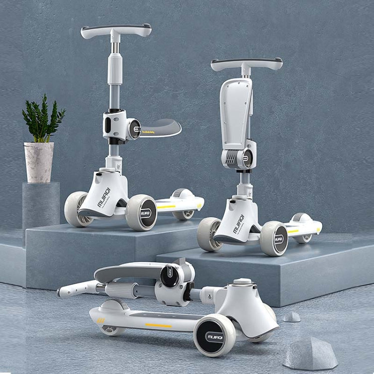 Hjemix | MIJIAQI 01 3 I 1 Multifunksjonell Sammenleggbar Barnescooter med Musikk og Lys, Spesifikasjon: Blå Sete