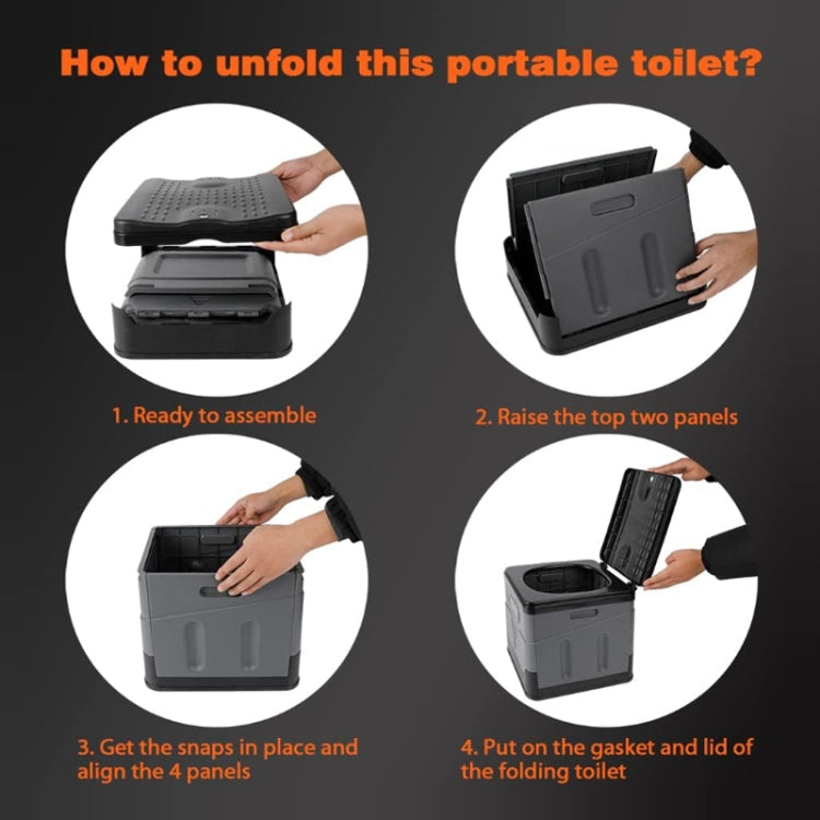Hjemix | Auto Folding Portable Toilet Outdoor Emergency Mobile Toilet (Mørk Grå)
