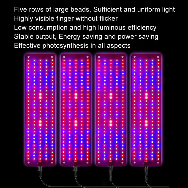 Hjemix | 4 hoder 12V Full Spectrum Rød og Blå Lys Panel Plantevekstlampe Frøplante Fylllys (EU-plugg)