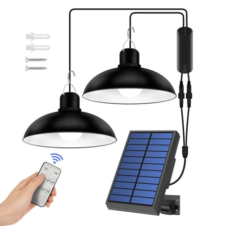 Hjemix | IP65 Vanntett Utendørs Solenergi LED Lyspære Kronelys Innendørs Lys, Spesifikasjon: Enkel Hvit Lys med Fjernkontroll