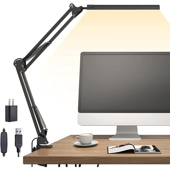 Hjemix | LED Skrivebordslampe - Justerbar Skrivebordslampe med Klemme og Minnefunksjon