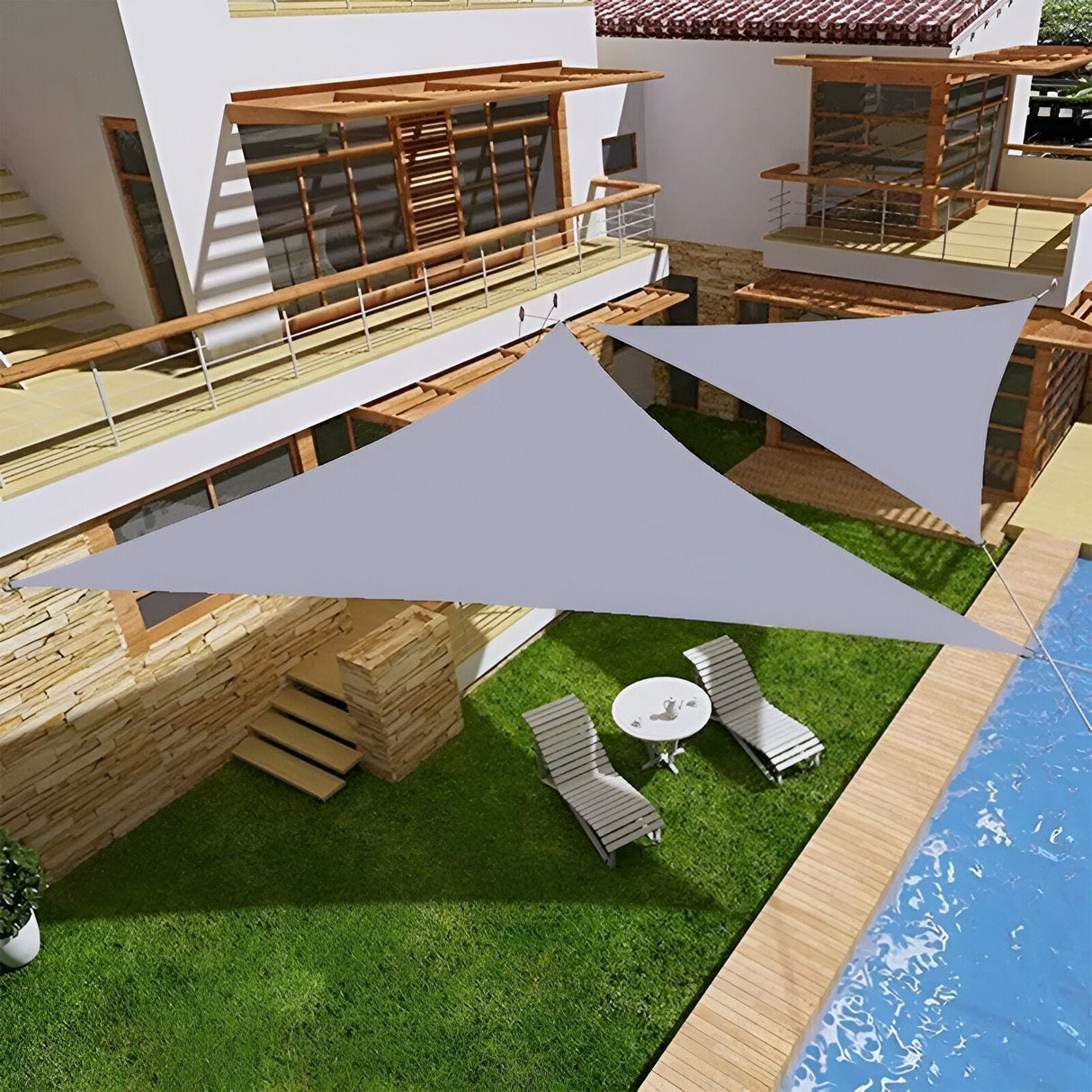 Hjemix | TriBlocker Solseil – Premium Solbeskyttelse, Vanntett Triangelseil