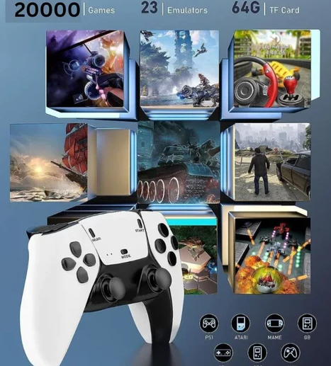 Mini Retro Spillkonsoll med 20 000 Klassiske Spill - 4K HD Utgang, Dobbelt Trådløse Kontrollere